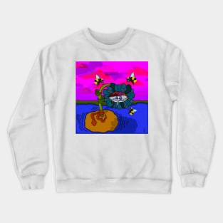 (Sad Freida) all seeing eye psychedelic flower art Crewneck Sweatshirt